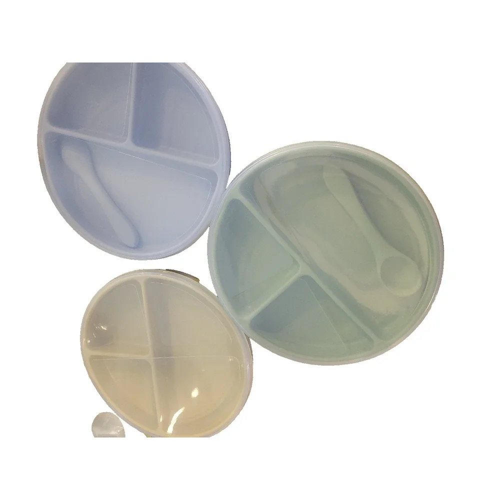 NEW Toddler Divided Bowls‎ w/ Suction Bottoms, Lids & Utensils | 3pc Set